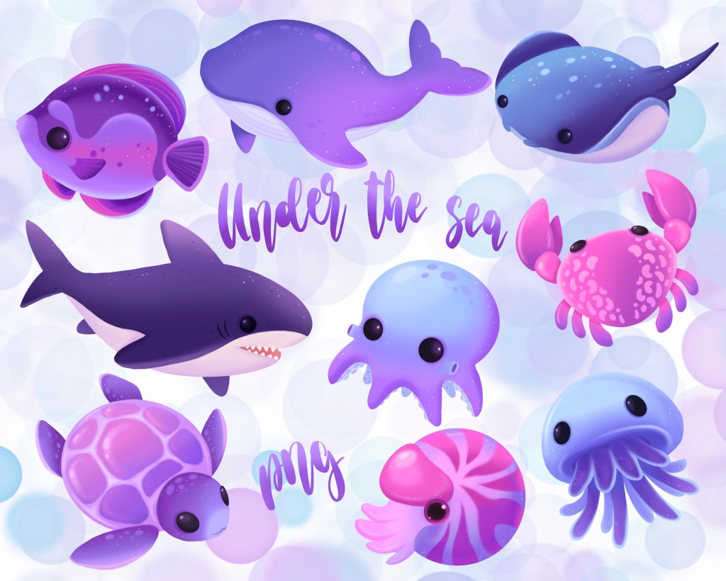 Picture of: Cute Sea Animals Clip Art Ocean Baby Animals Png Kawaii – Etsy