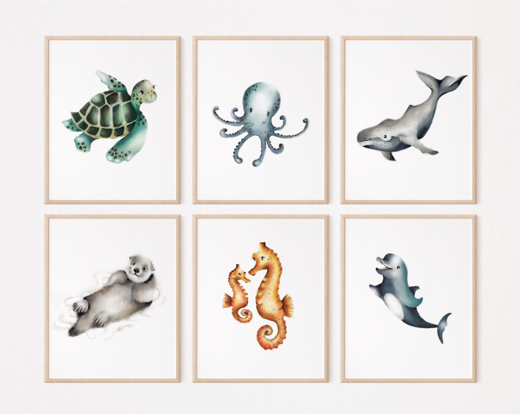 Picture of: Ocean Nursery Prints Baby Sea Animal Prints Mix and Match – Etsy