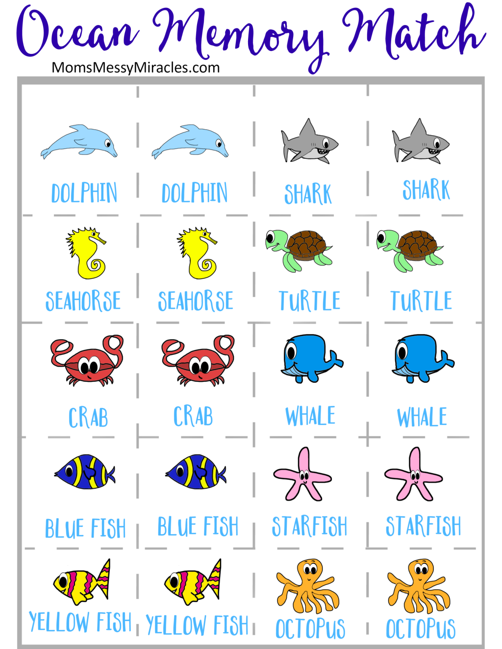 Picture of: Printable Ocean Memory Game – The Shirley Journey