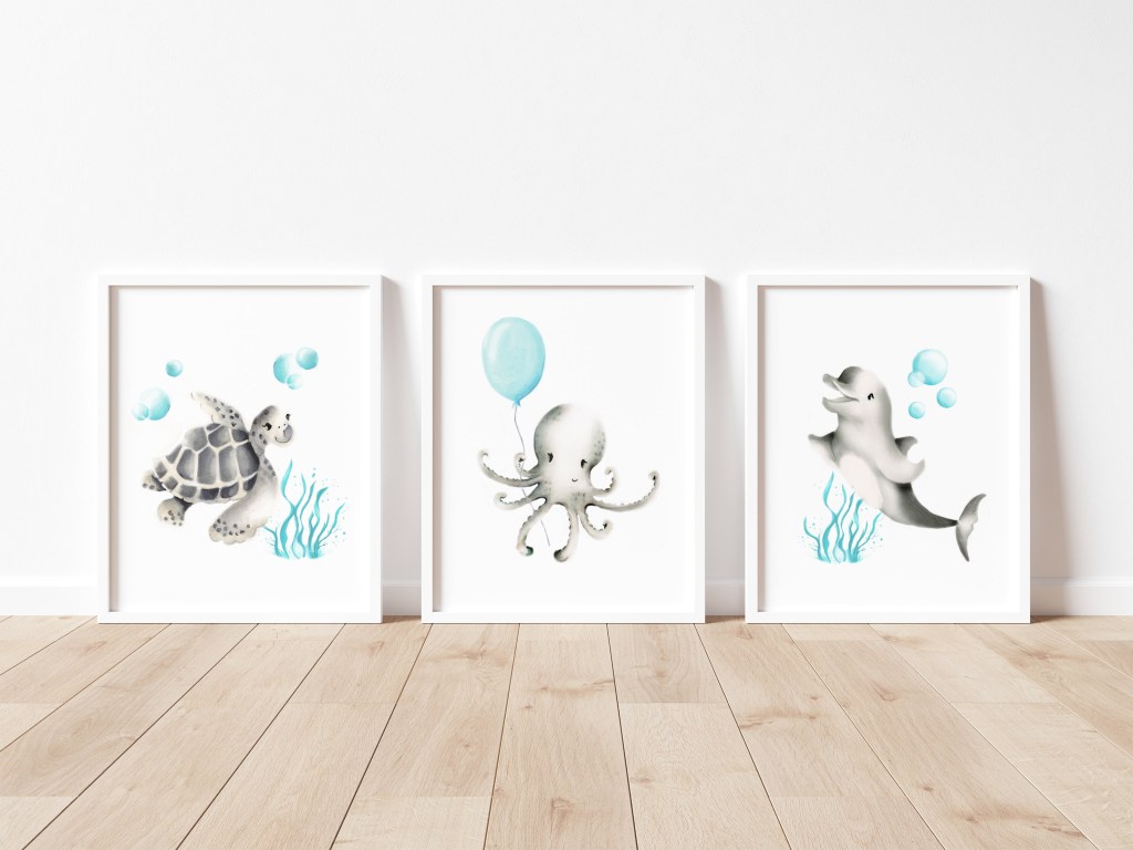 Picture of: Sea Animal Nursery Art Prints Ocean Nursery Decor Nautical – Etsy