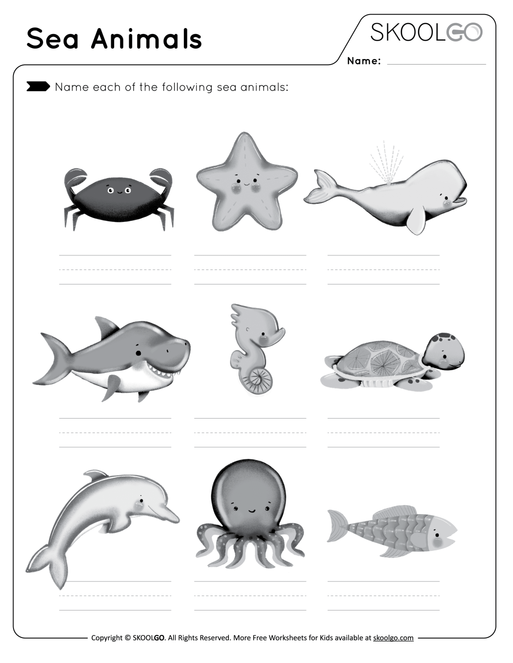Picture of: Sea Animals – Free Worksheet – SKOOLGO